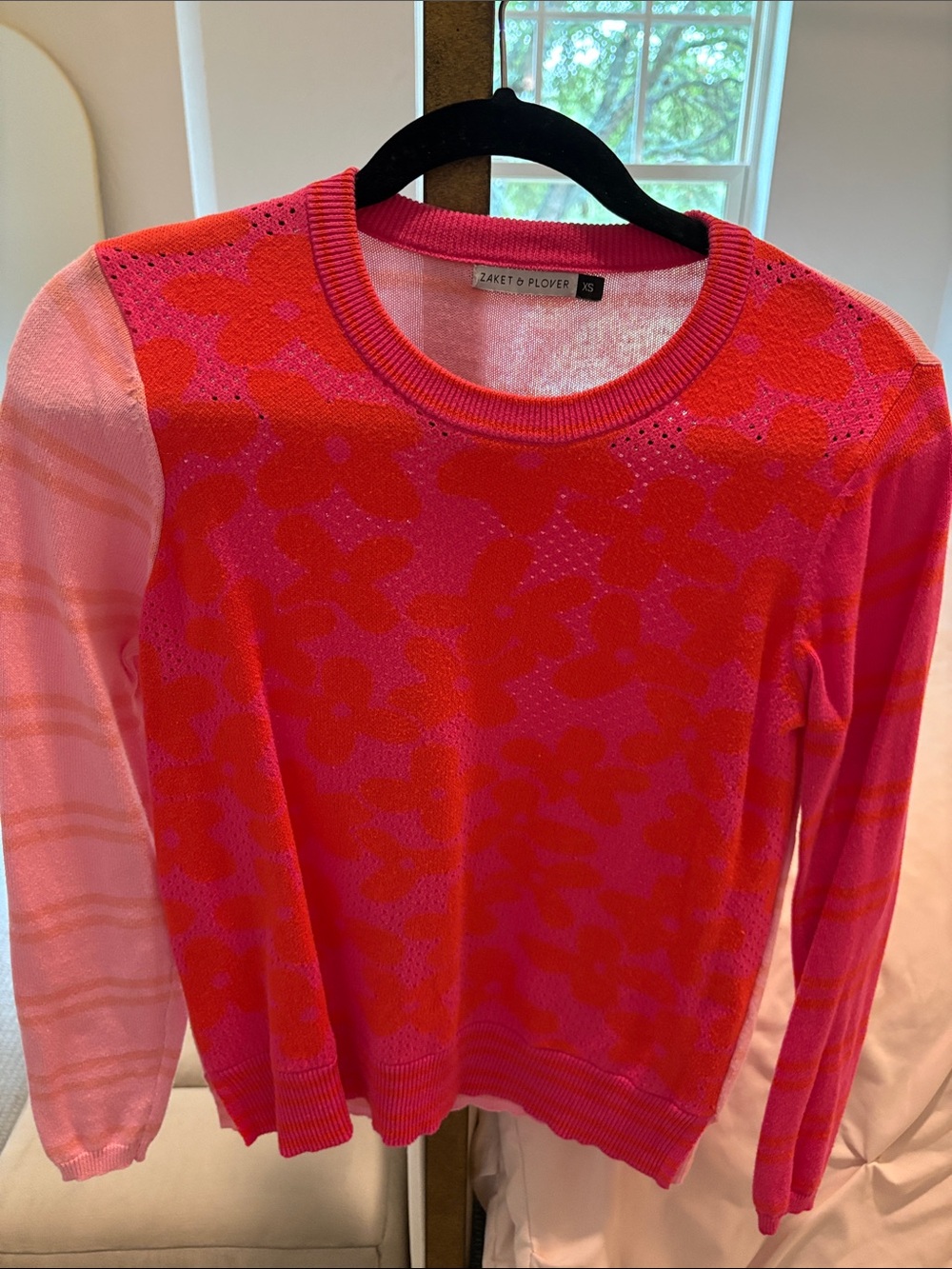 Zaket & Plover Pink and Red Floral Crewneck Sweater